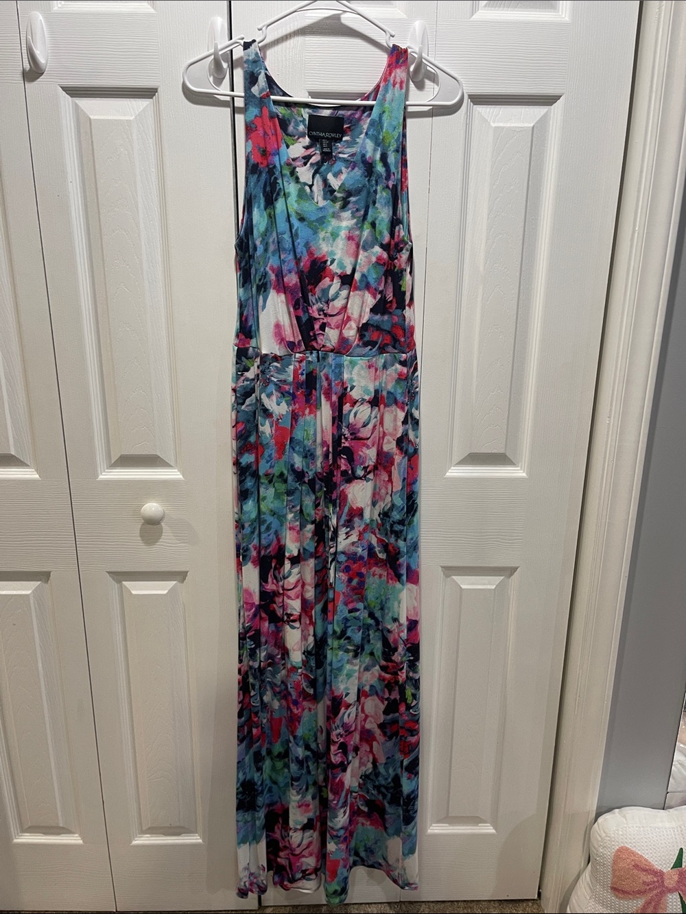 Cunthia Rowley Multicolor Floral Sleeveless Maxi dress small pockets